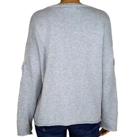 JOHN+JENN Braided Sleeve Sweater,Color Gray, Size S - Picture 3 of 16